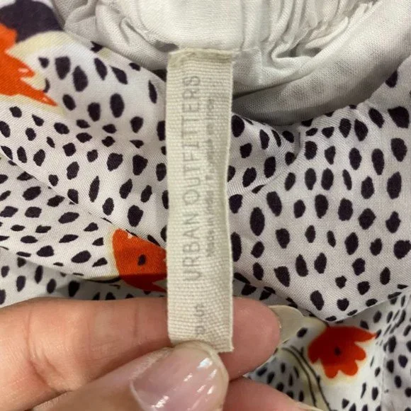 Urban Outfitters Floral Print Ruffle Trim Midi Dress Hi Low White Small - Picture 7 of 8